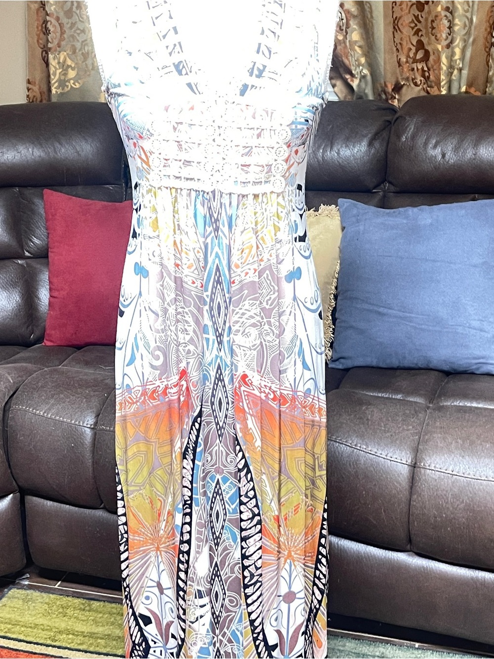 Women’s Multicolor Boho Maxi Dress - Sleeveless Summer Dress Small